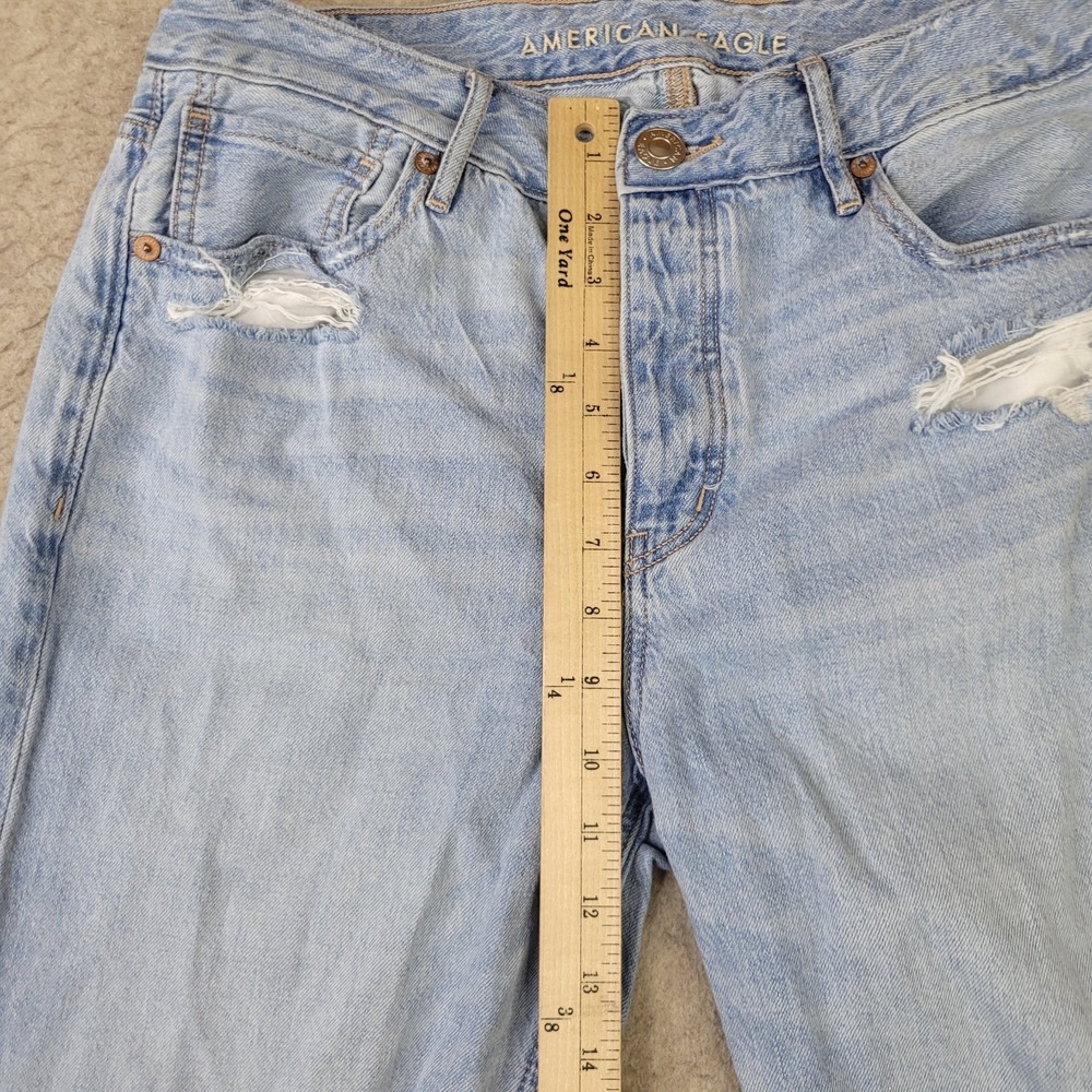 American Eagle Outfitters Jeans Size 8 Tomgirl Button Fly Distressed Light Wash - Picture 8 of 9